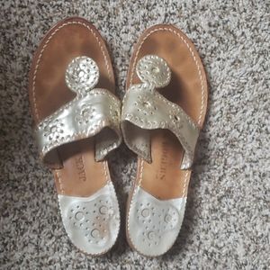 Jack Rogers Women Hamptons Sandals - Platinum - 6M